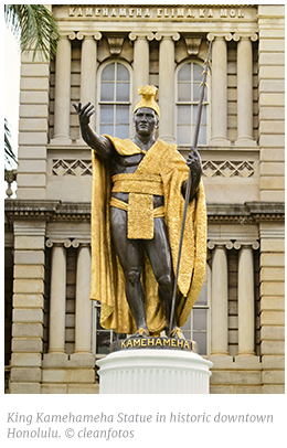 King Kamehameha Statue in historic downtown Honolulu